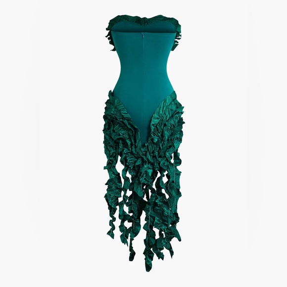 Ruffled fringe strapless midi dress - Picture 3 of 5